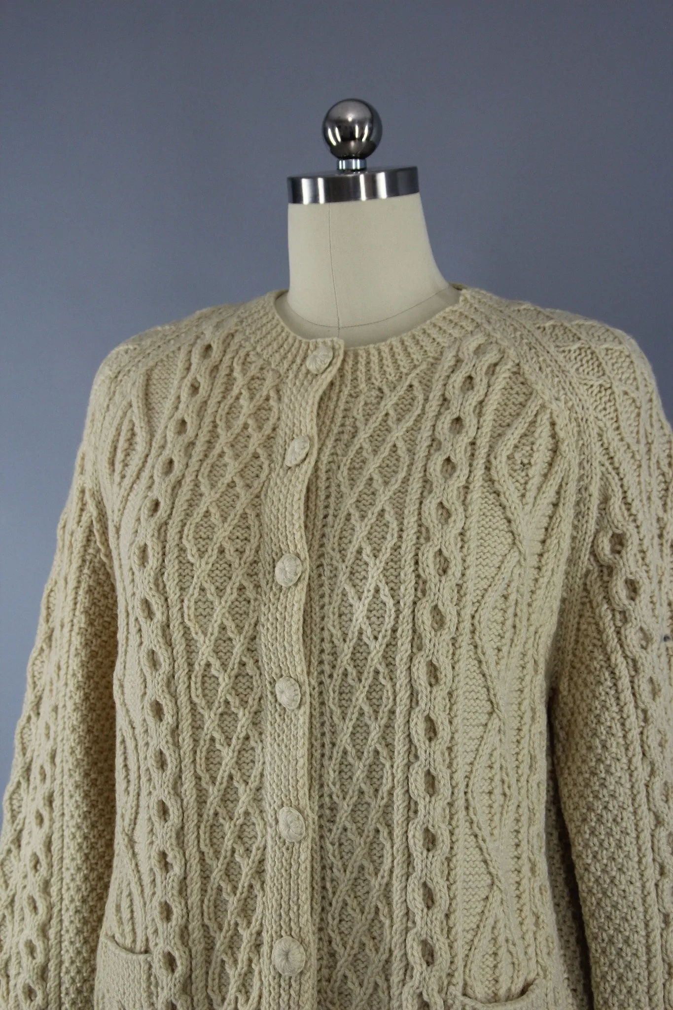 1960s Vintage Irish Wool Cardigan Sweater