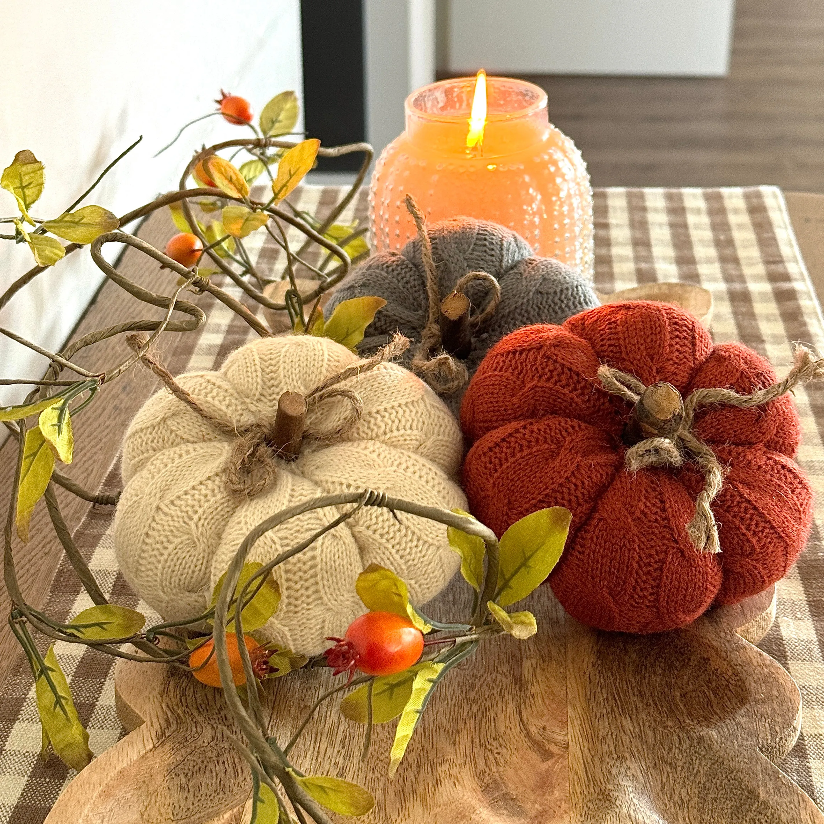 5" Sweater Knit Small Pumpkins- Set of 3