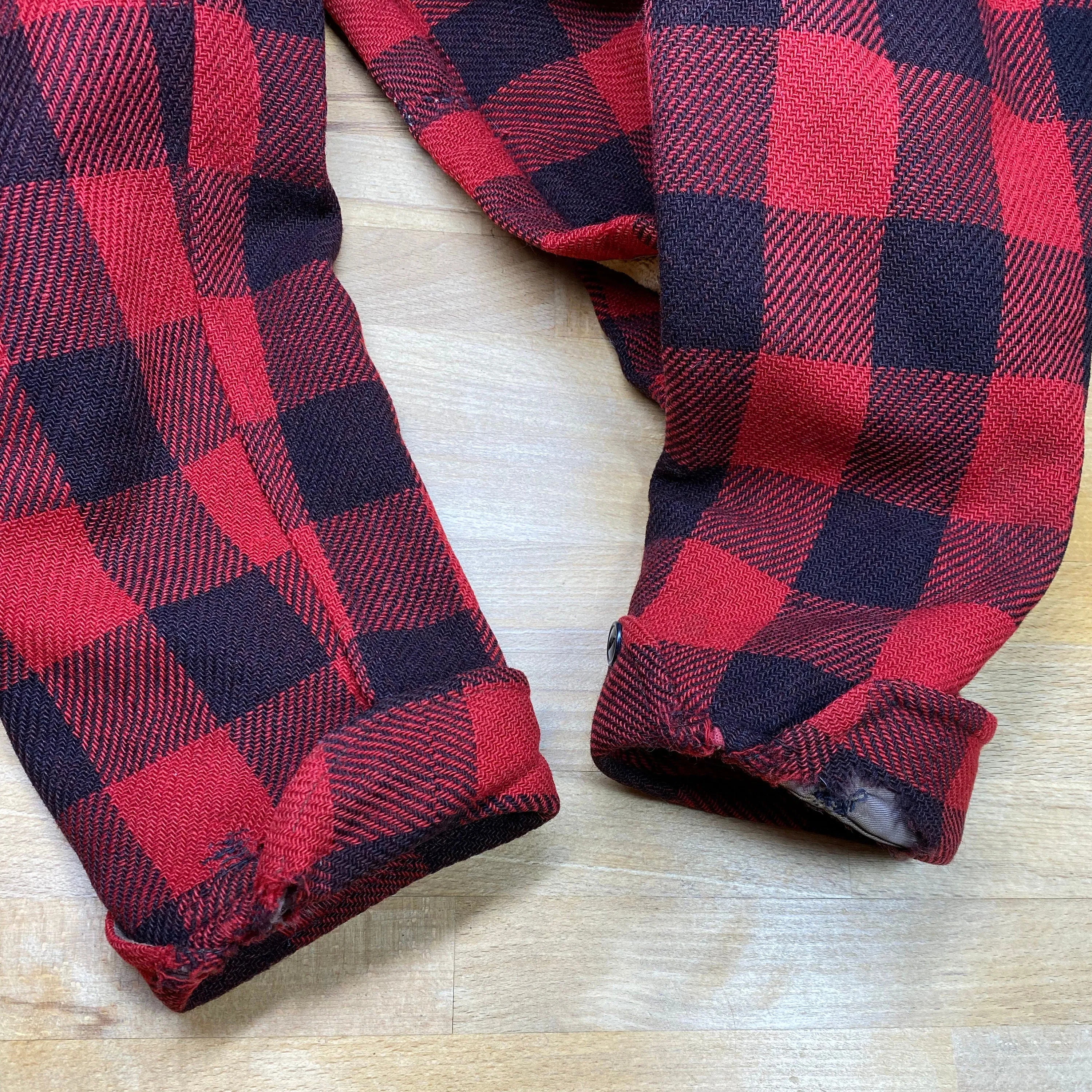 60s 70s Buffalo Plaid Distressed Wool Jacket - Men's Medium, Women's Large