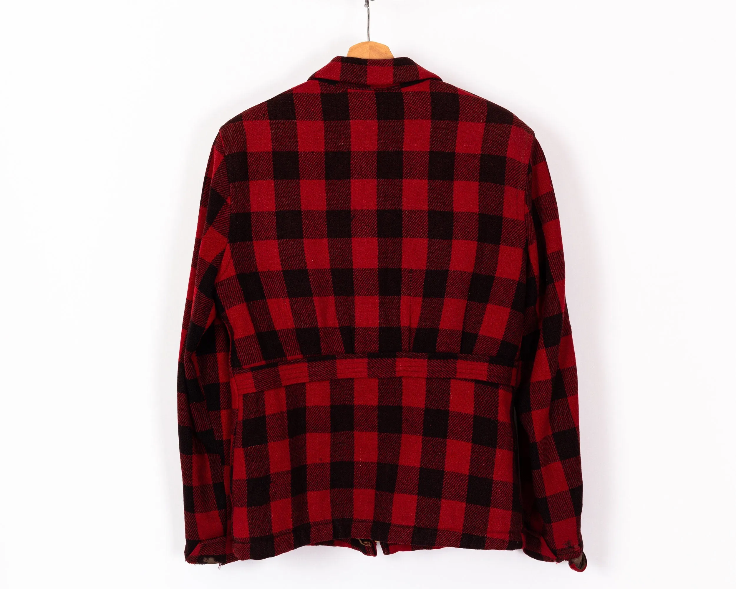 60s 70s Buffalo Plaid Distressed Wool Jacket - Men's Medium, Women's Large