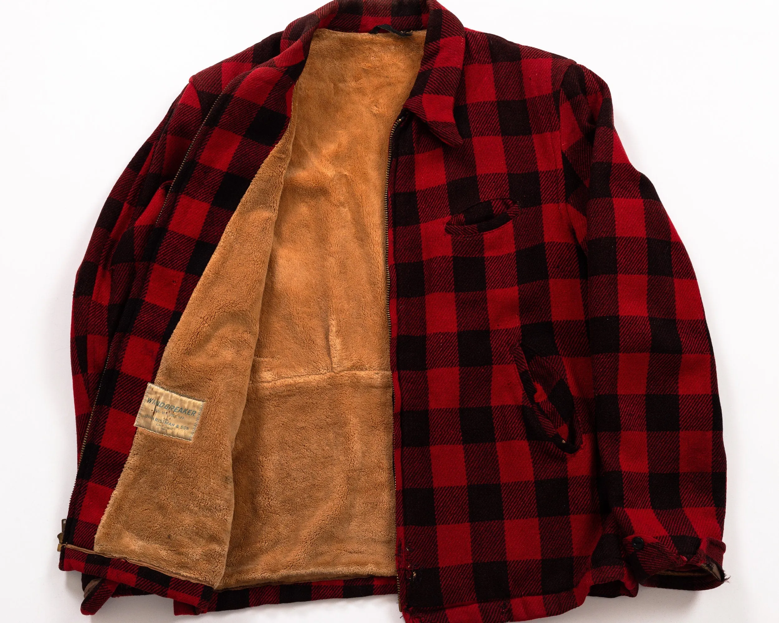 60s 70s Buffalo Plaid Distressed Wool Jacket - Men's Medium, Women's Large