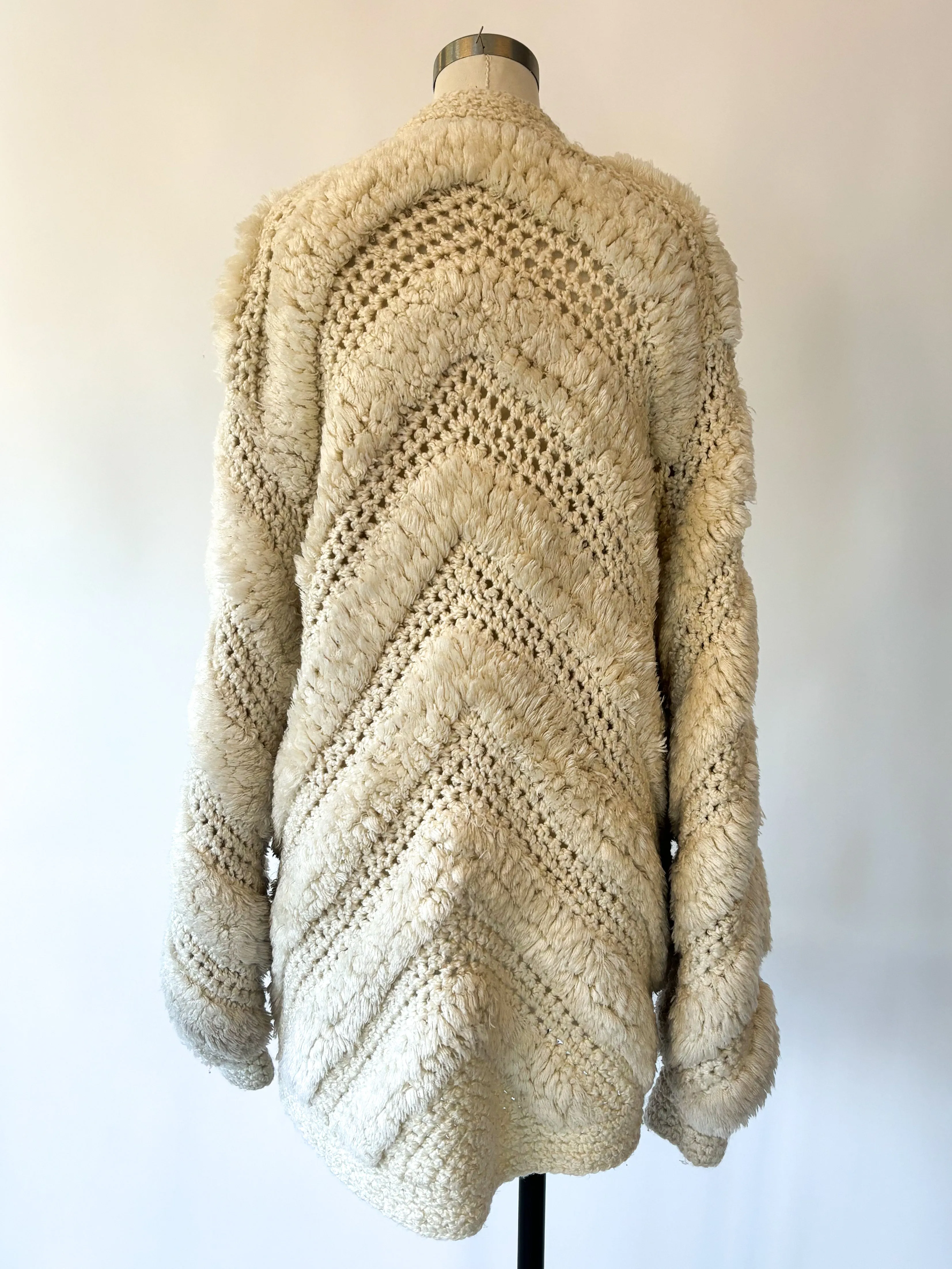 70s chunky knit shaggy jacket