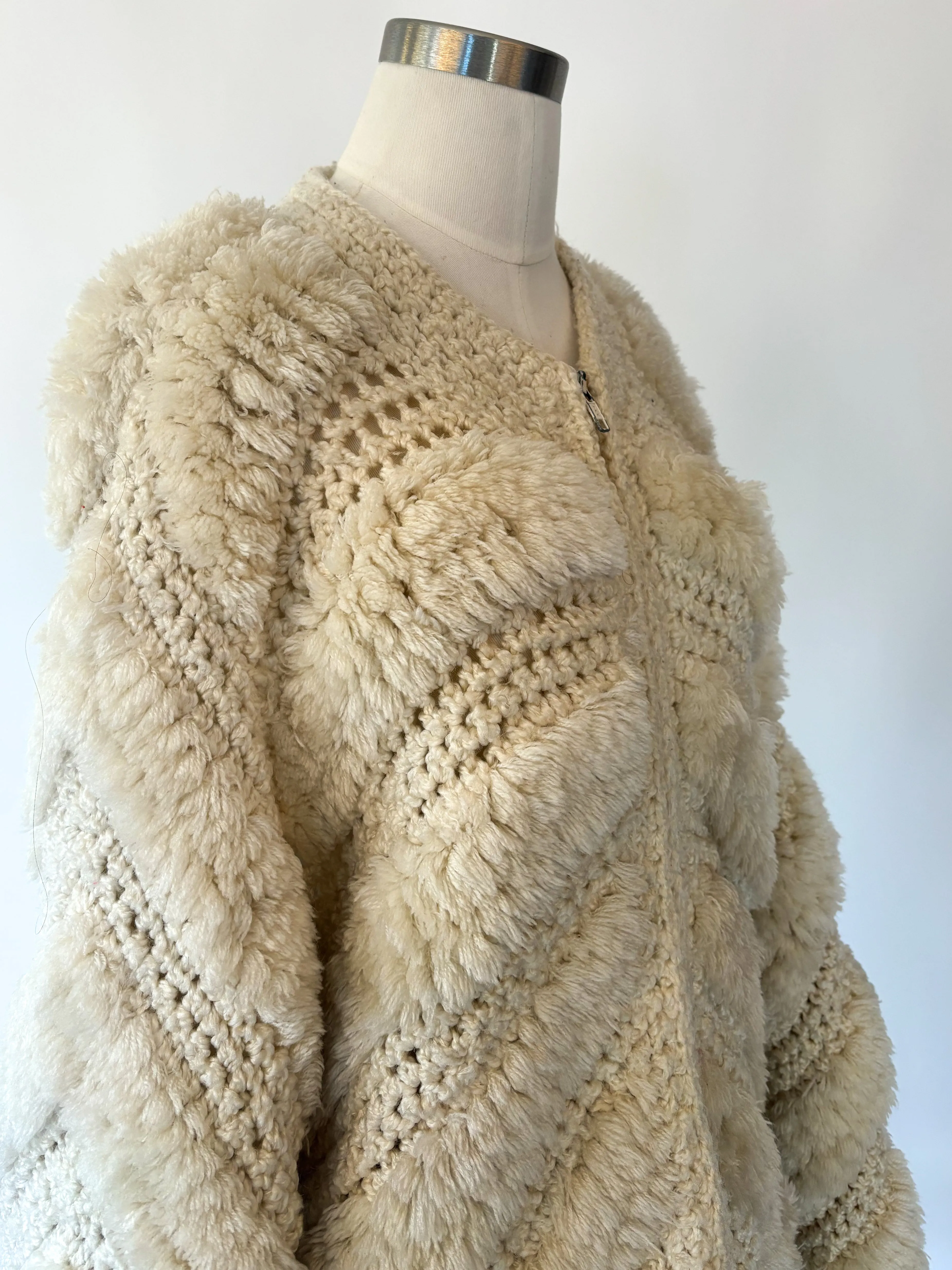 70s chunky knit shaggy jacket