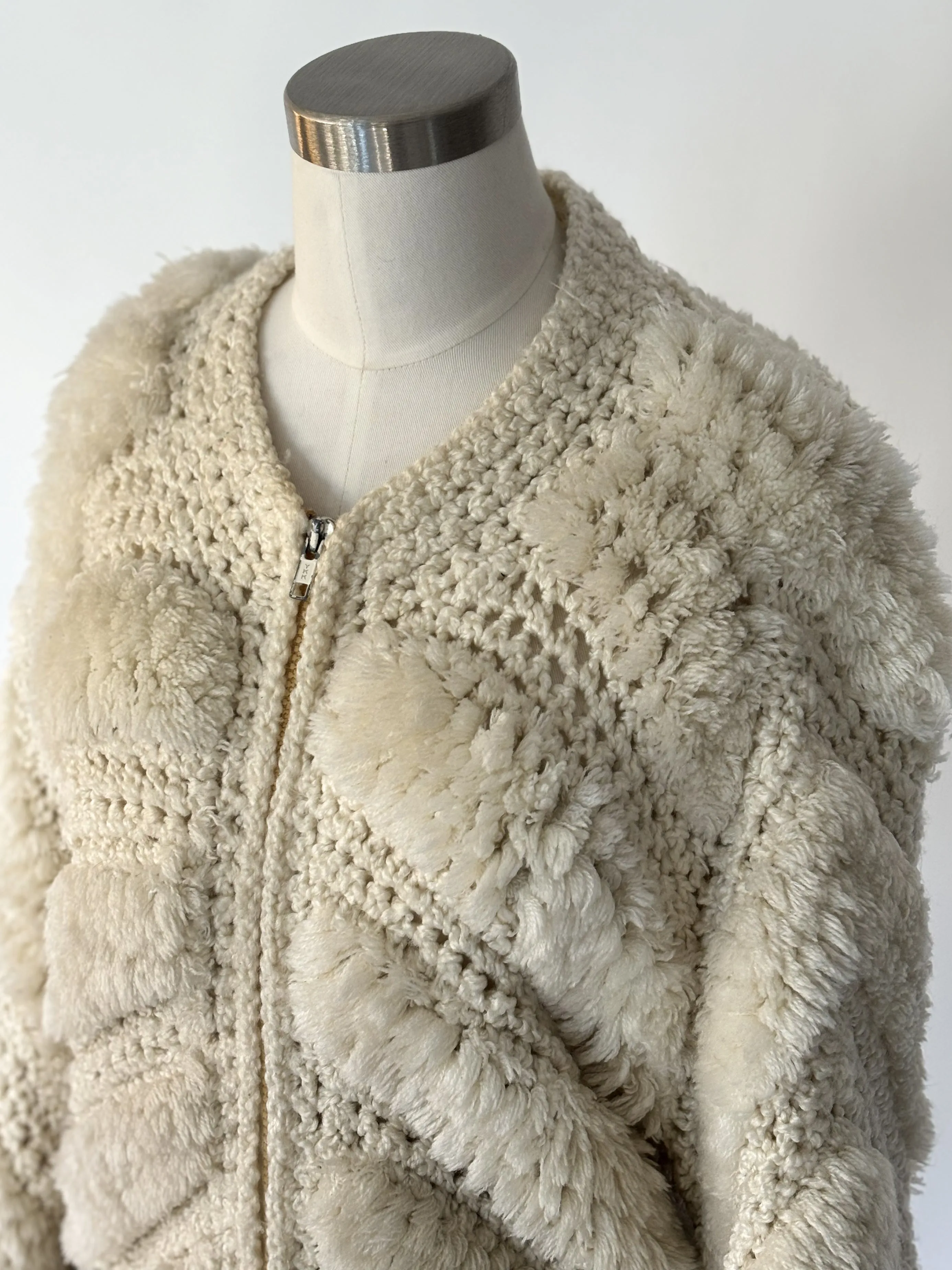 70s chunky knit shaggy jacket