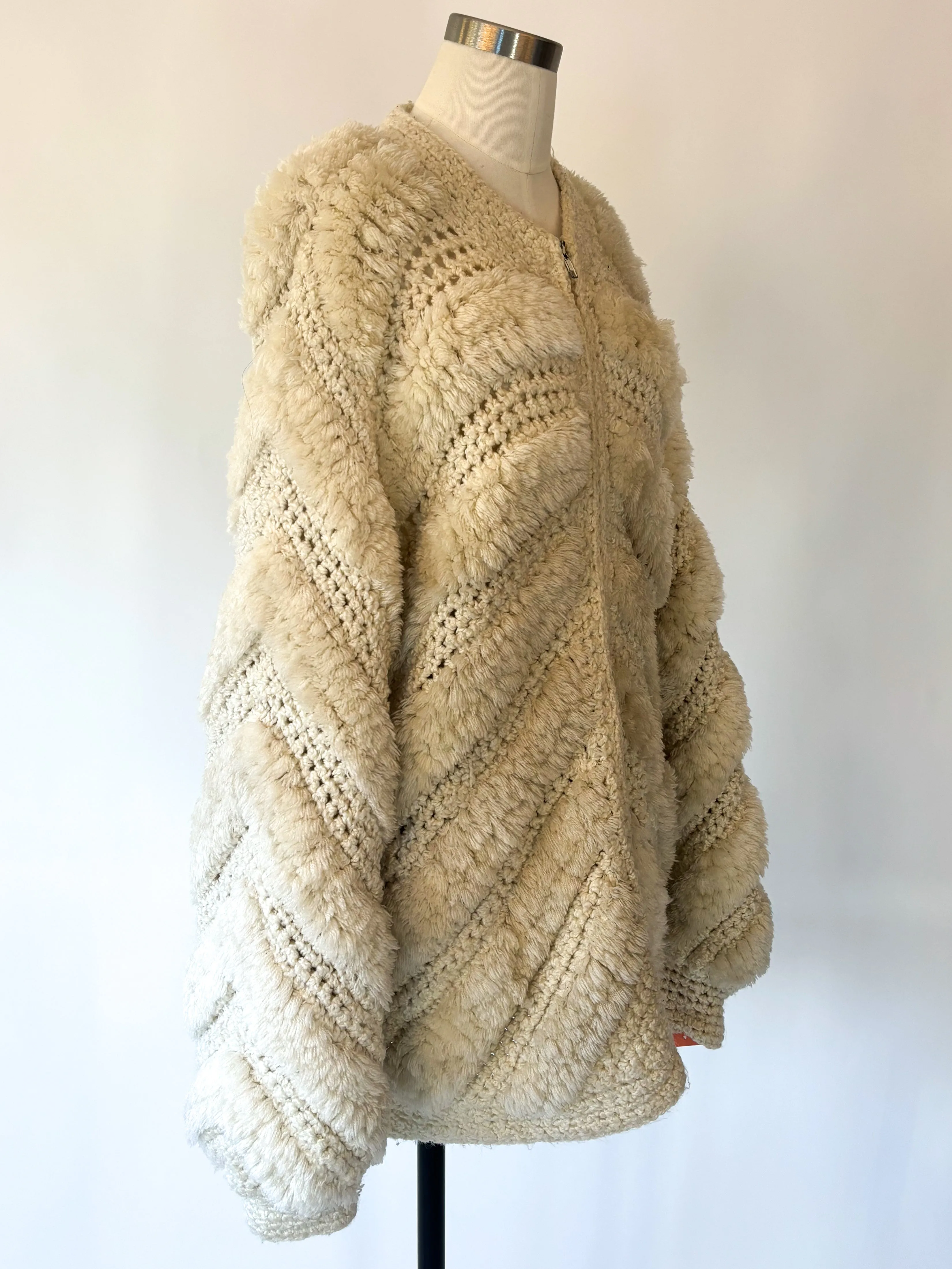 70s chunky knit shaggy jacket