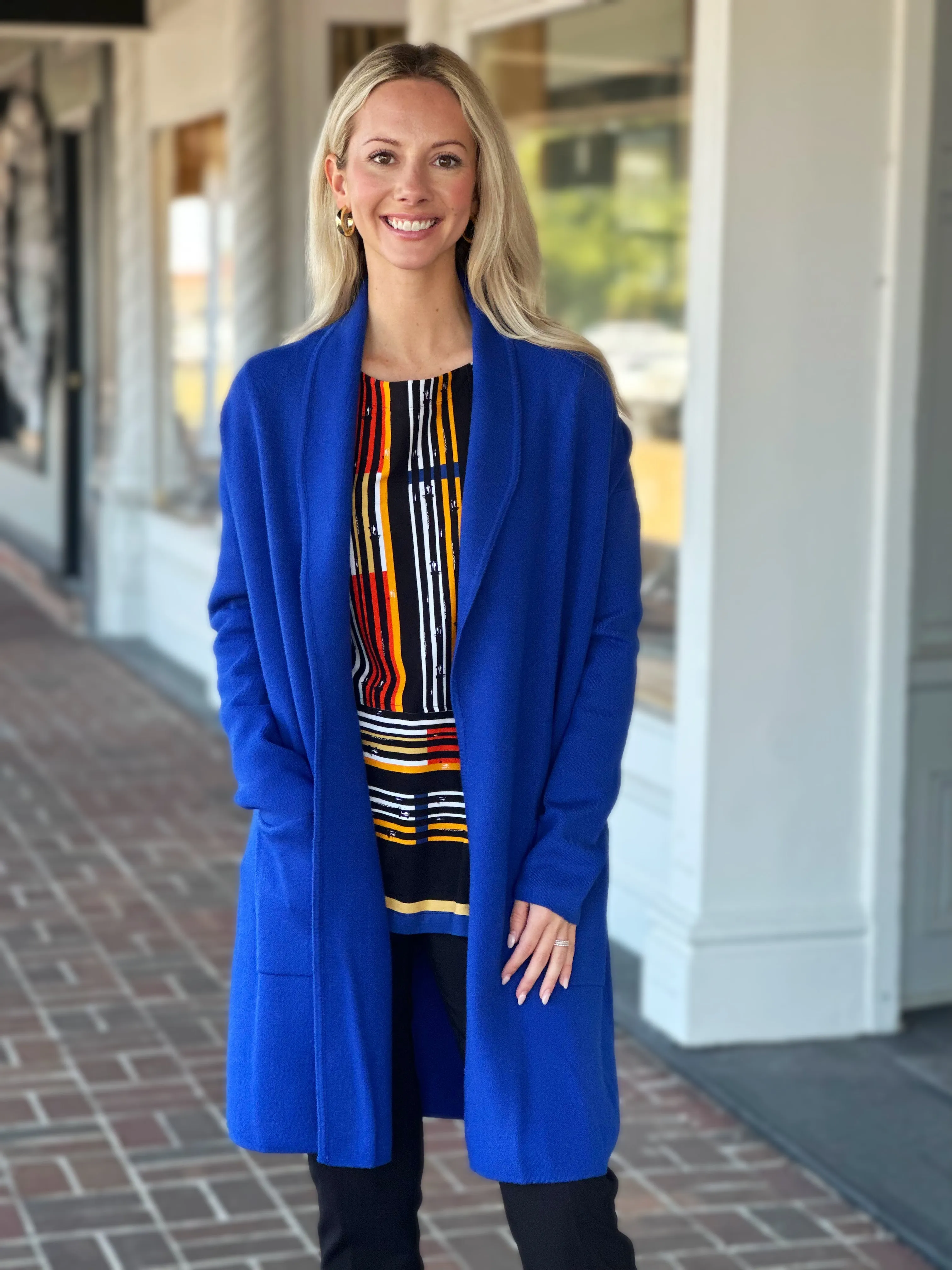 A La Carte Open Front Sweater Coat in Blue