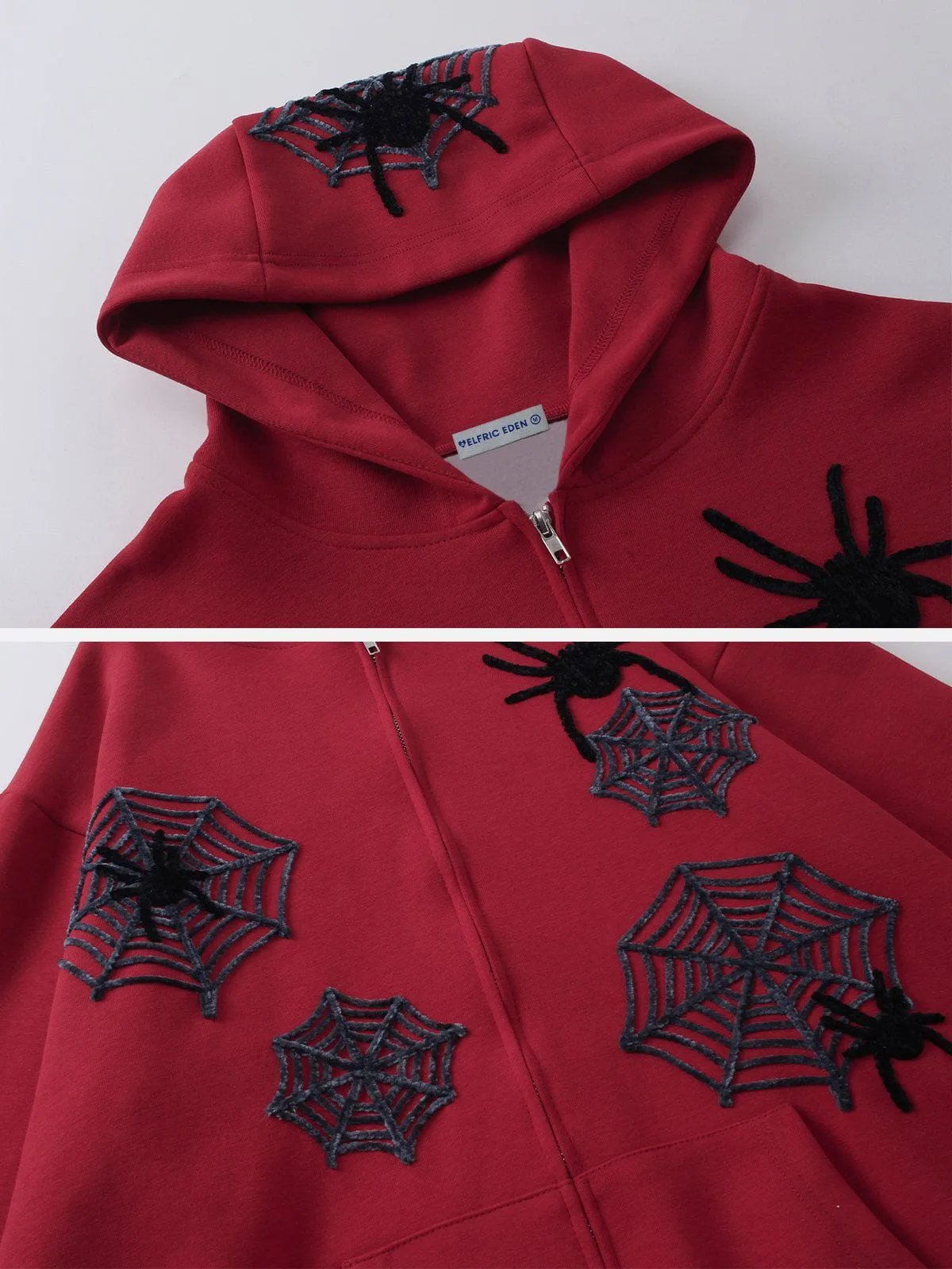 Aelfric Eden 3D Embroidery Spider Zip Up Hoodie