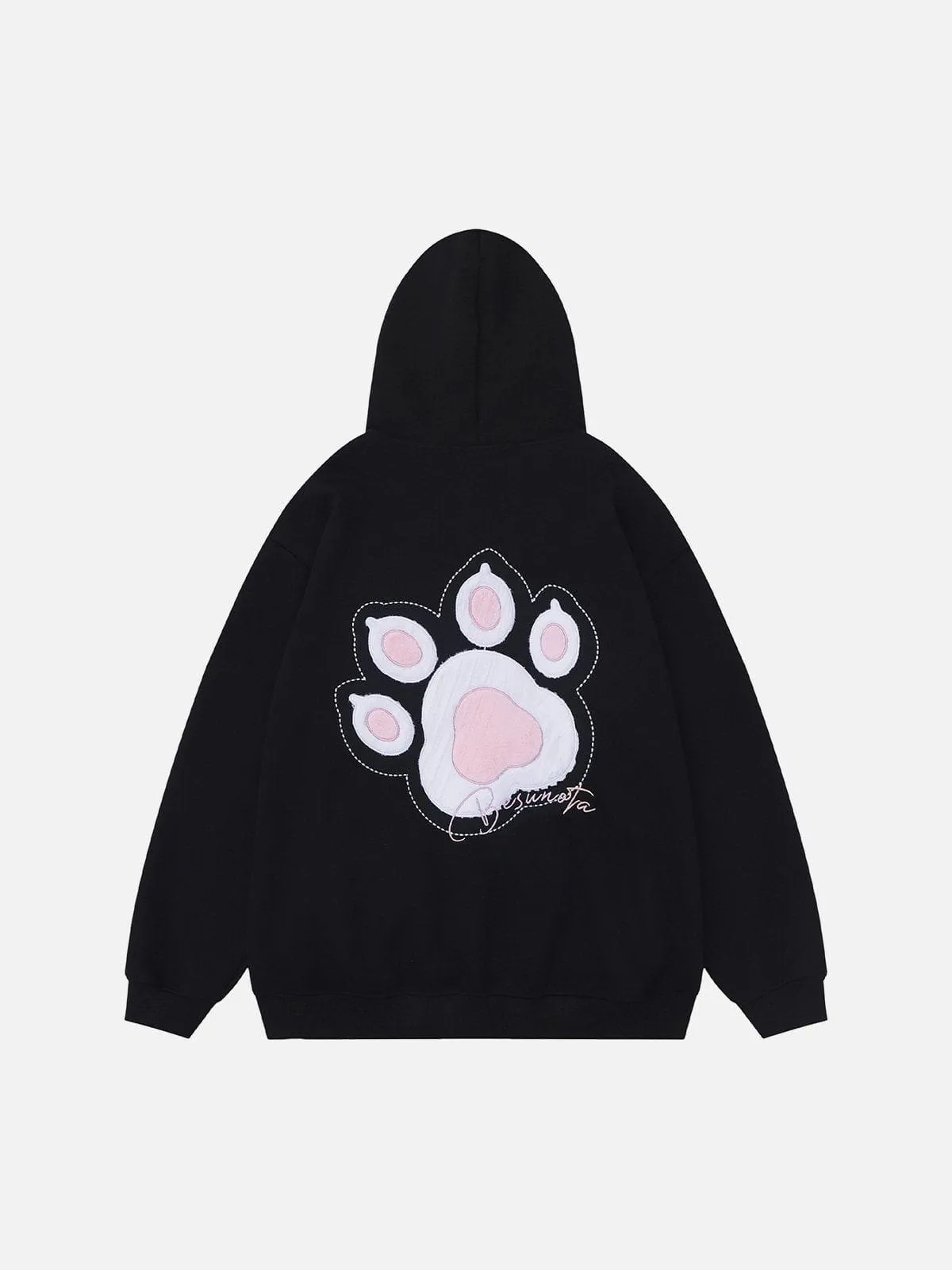 Aelfric Eden Cat Paw Embroidery Zip Up Hoodie