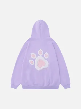 Aelfric Eden Cat Paw Embroidery Zip Up Hoodie