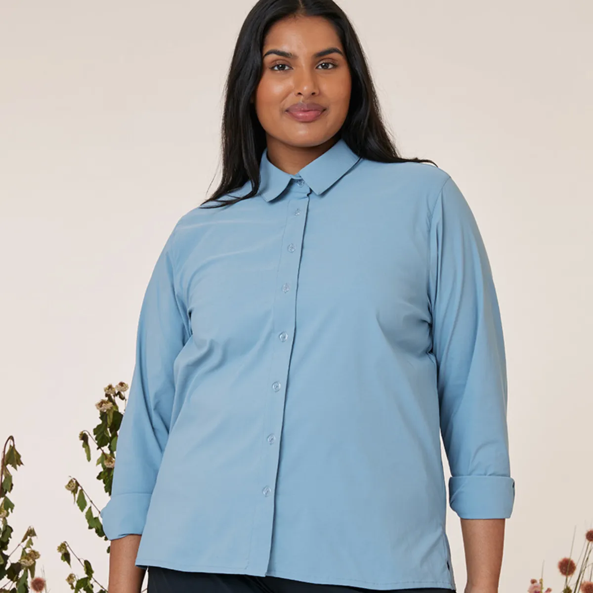 Amble Stirling Womens Plus Size Shirt Mist Blue Sizes 2XL - 4XL