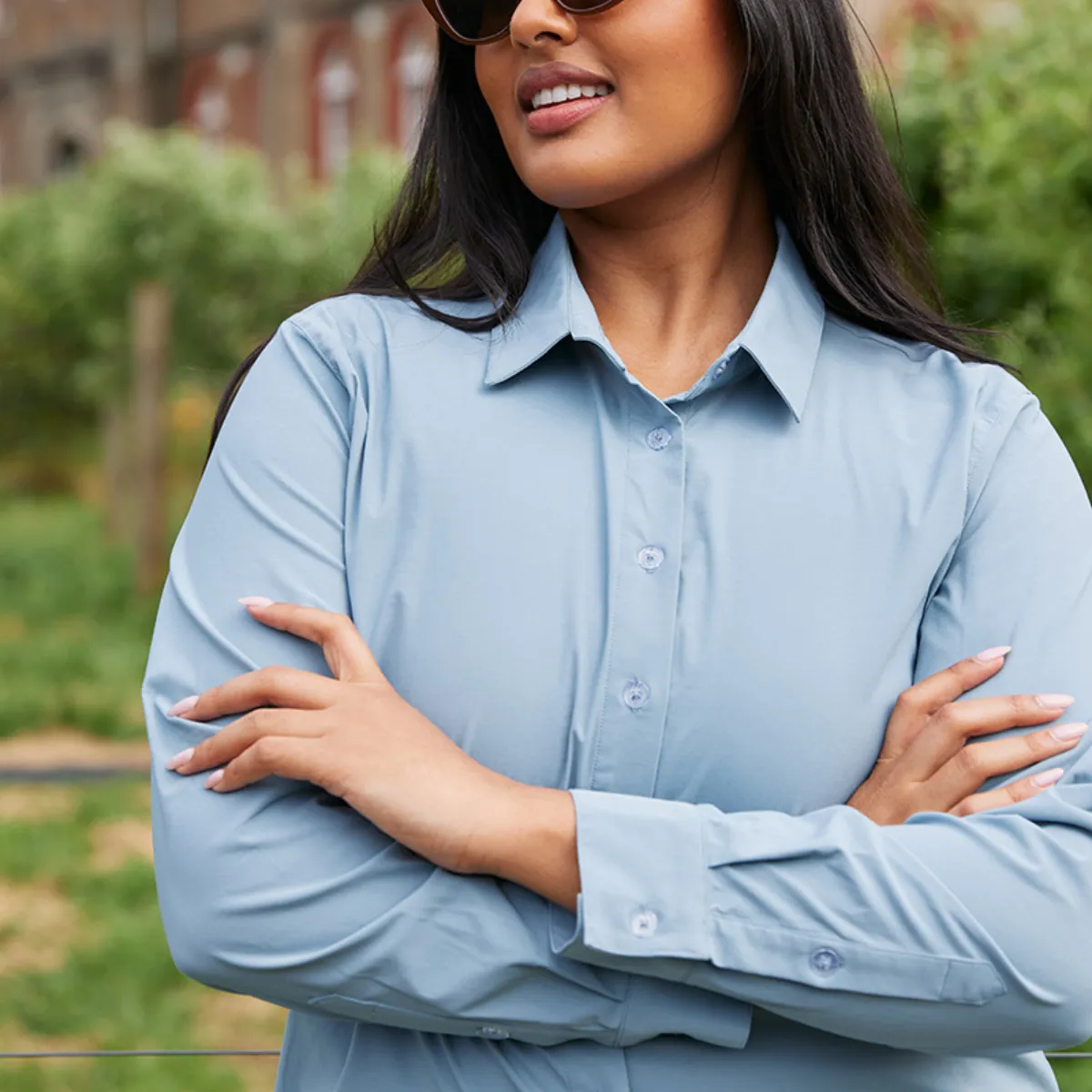 Amble Stirling Womens Plus Size Shirt Mist Blue Sizes 2XL - 4XL