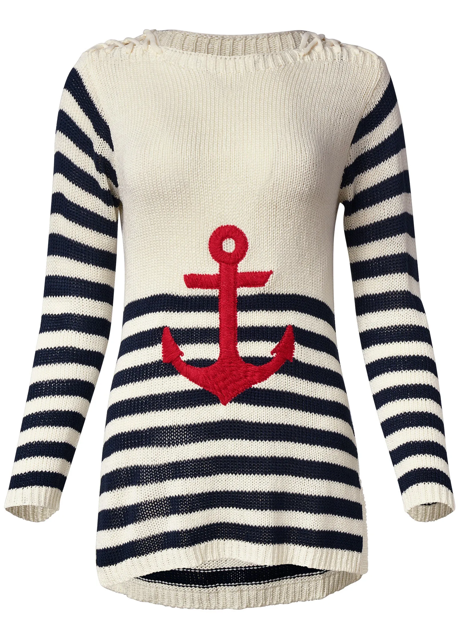 Anchor Crewneck Sweater - White Multi