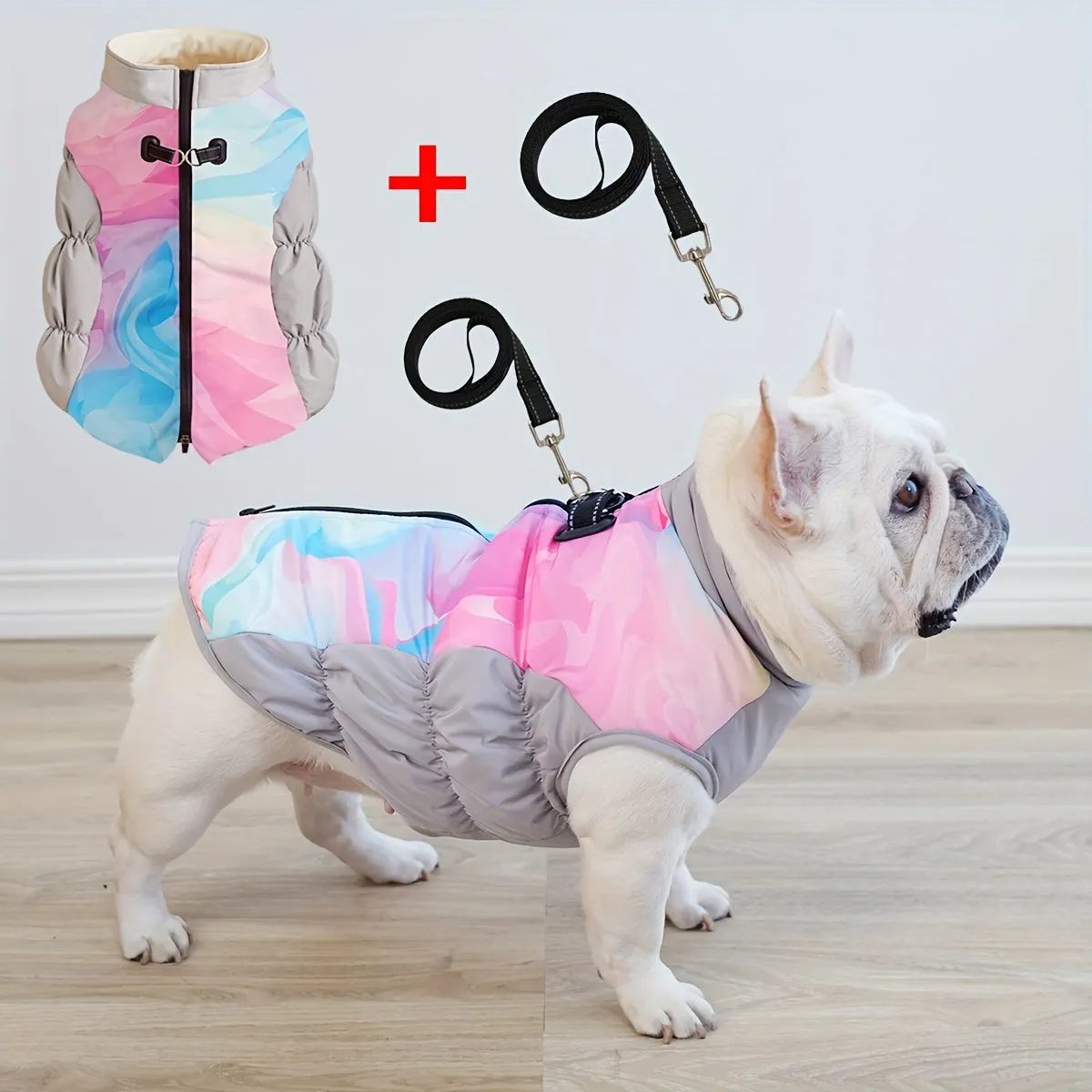 ArcticPaw Frenchie Warm Coat Waterproof Winter Cozy Jacket with Leash Rope