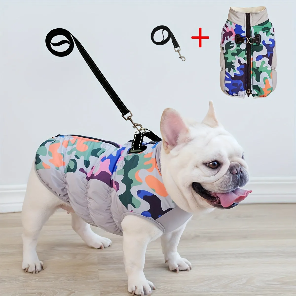 ArcticPaw Frenchie Warm Coat Waterproof Winter Cozy Jacket with Leash Rope