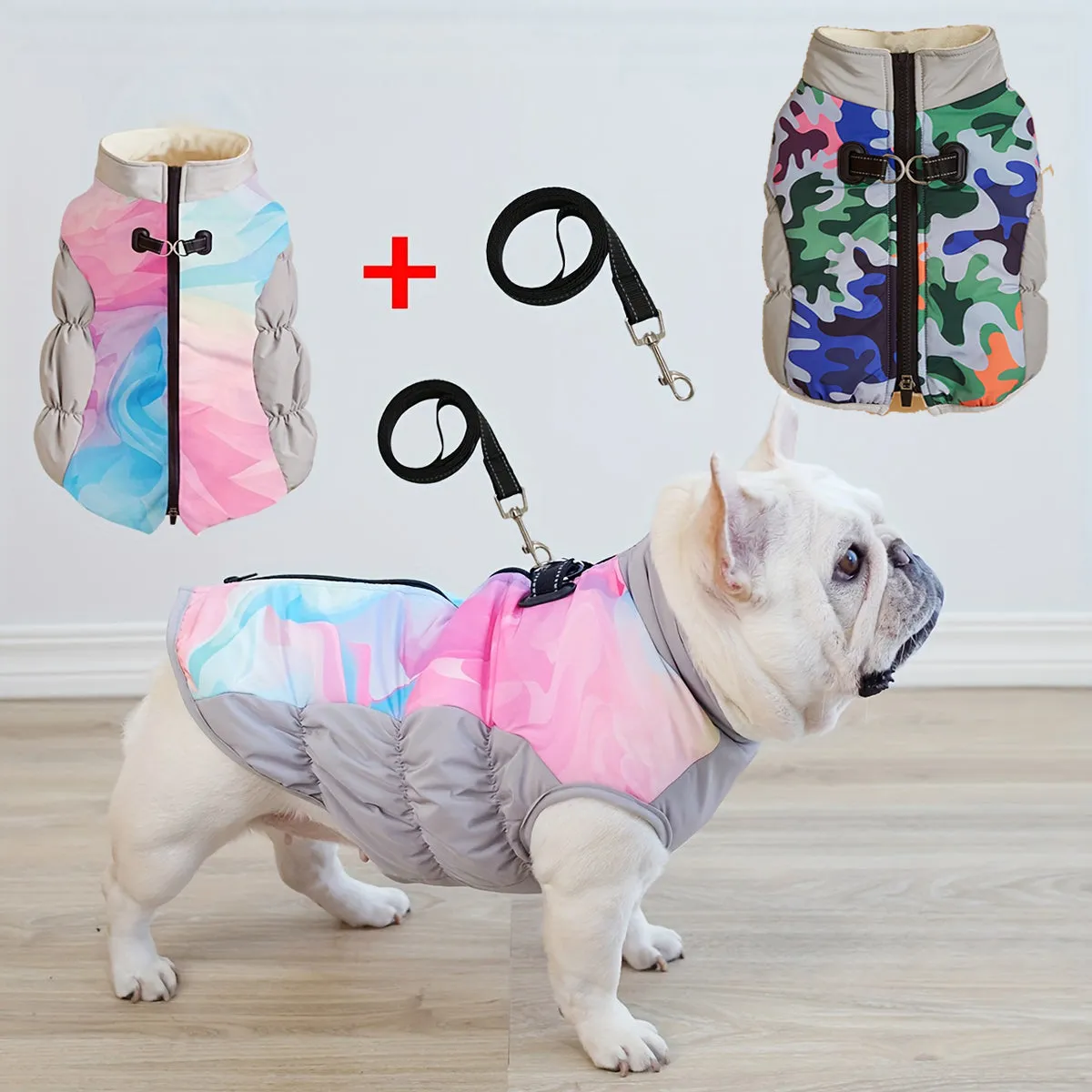 ArcticPaw Frenchie Warm Coat Waterproof Winter Cozy Jacket with Leash Rope