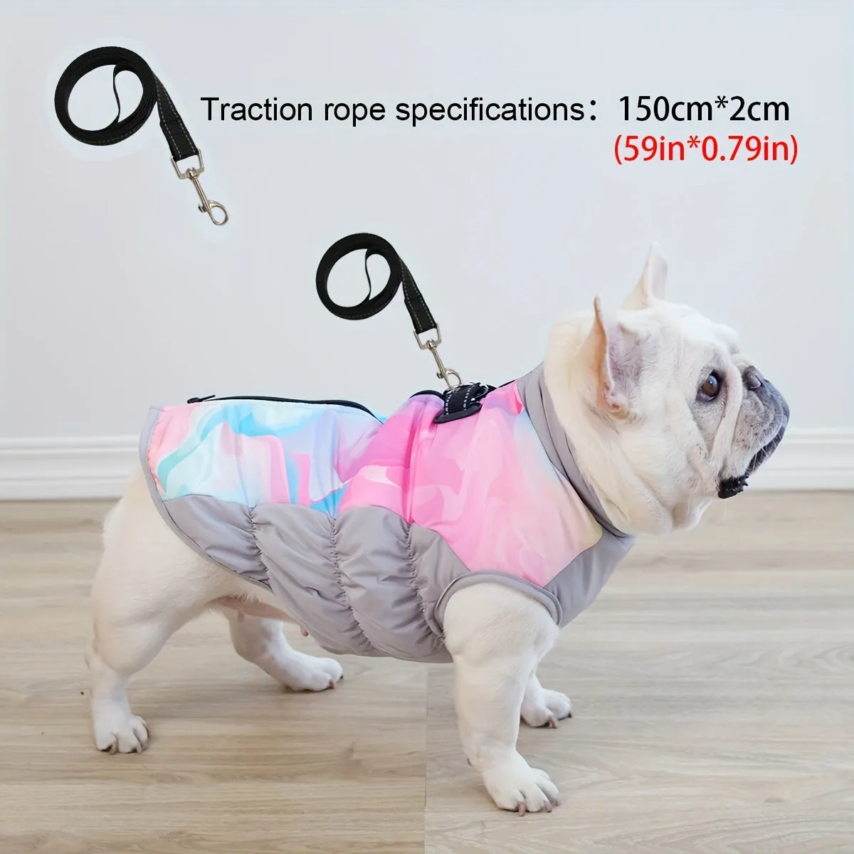 ArcticPaw Frenchie Warm Coat Waterproof Winter Cozy Jacket with Leash Rope