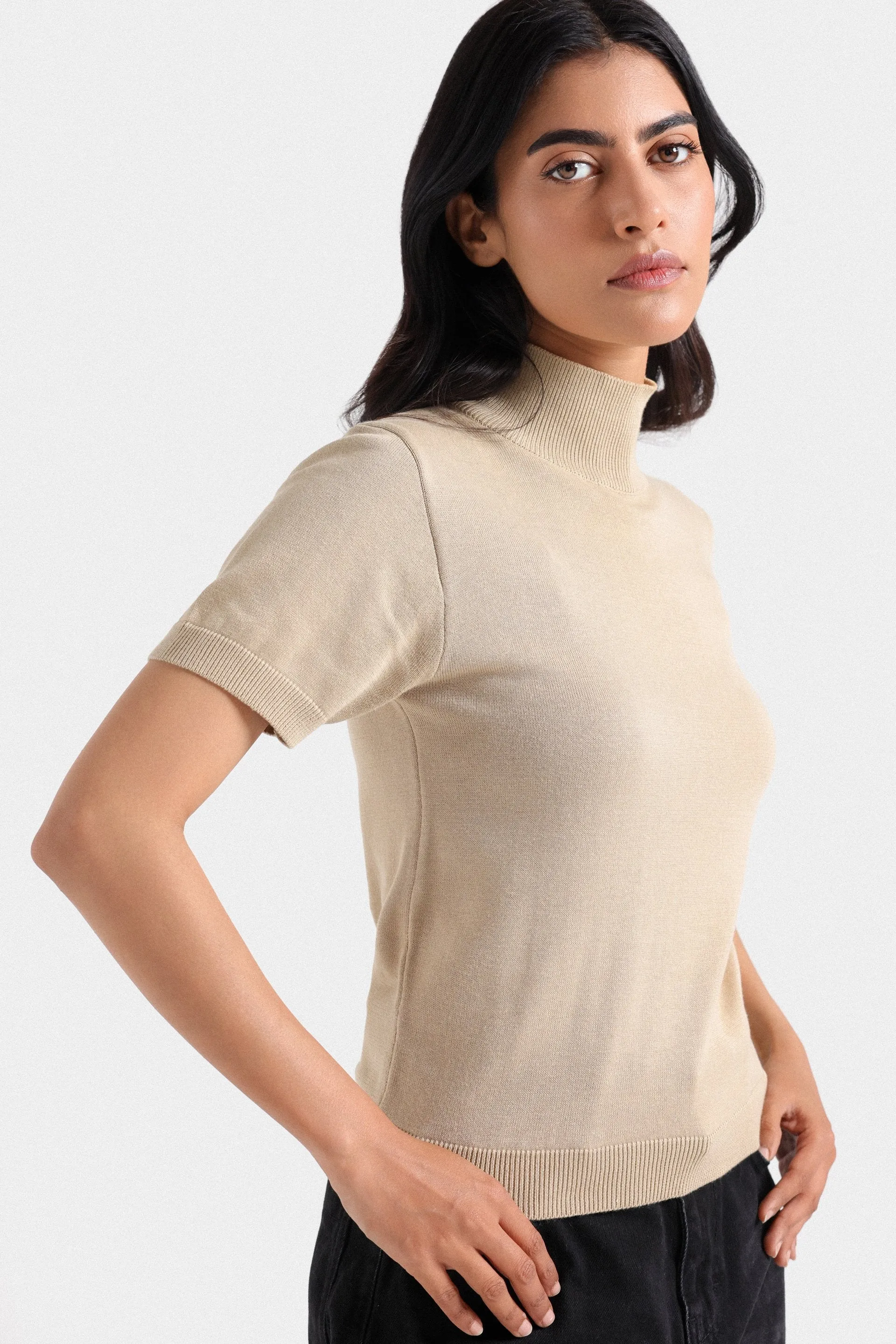 Basic Mock Neck Super Cropped Sweater