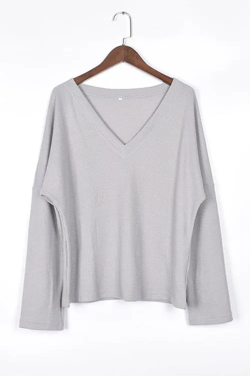 Basics Bevin V-Neck Long Sleeve Knit Top