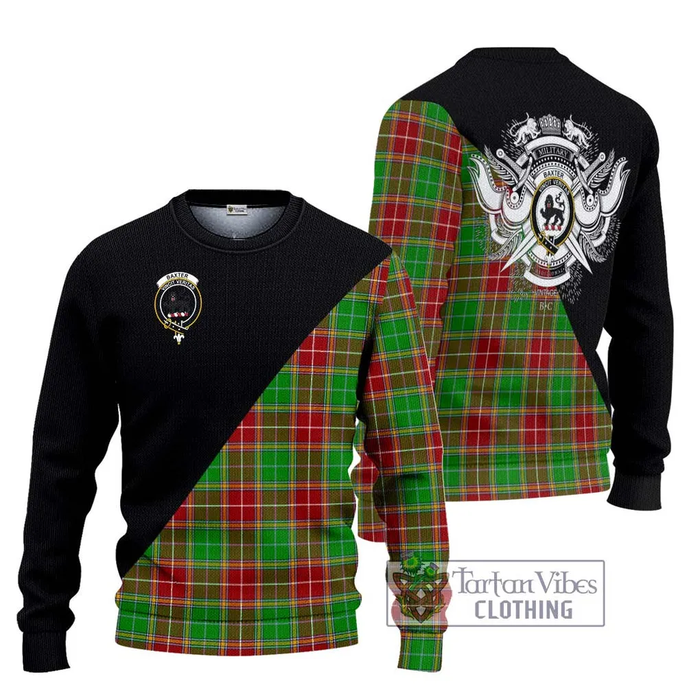 Baxter Modern Tartan Ugly Sweater with Family Crest and Military Logo Style