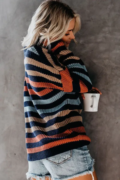 Before Me Rainbow Striped Knit Sweater