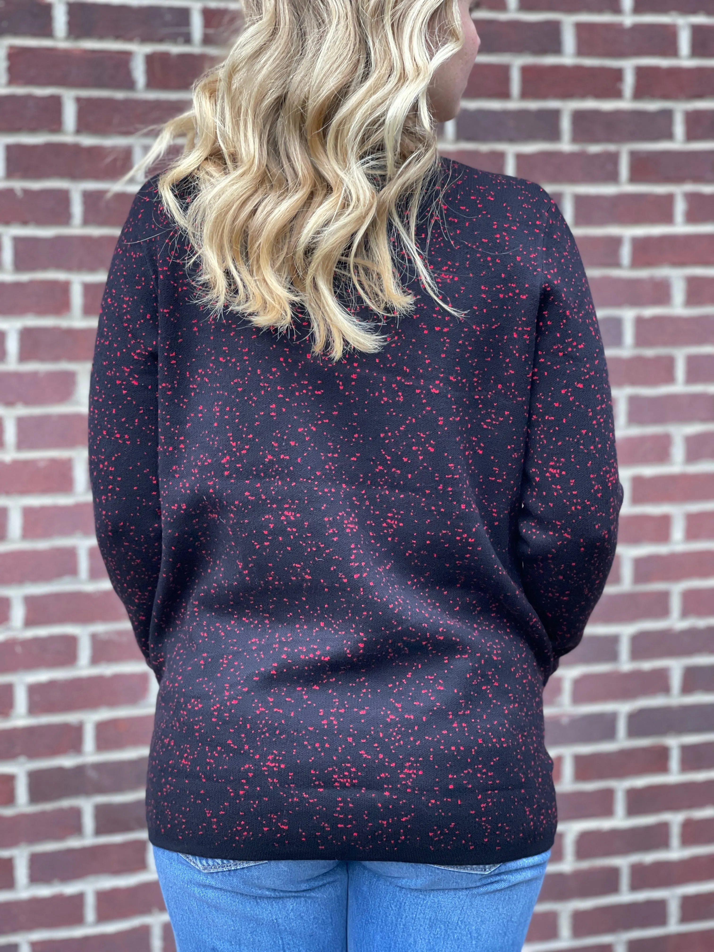 BLACK/RED SPECKLE AND SHINE SWEATER