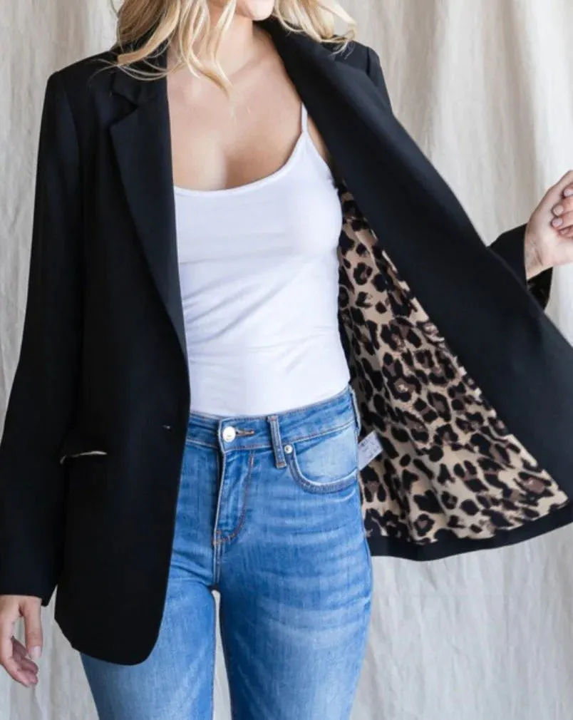 Blazer, Leopard Lined Black, Silver Queen Bee