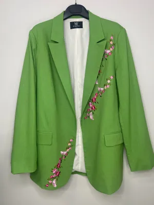 Blazer, Linen Green, Pink Flowers