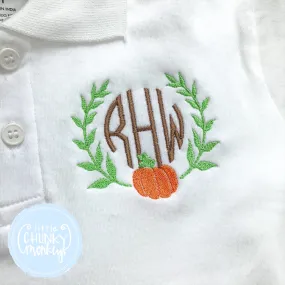 Boy Polo Shirt - Stitched Pumpkin and Vine Monogram