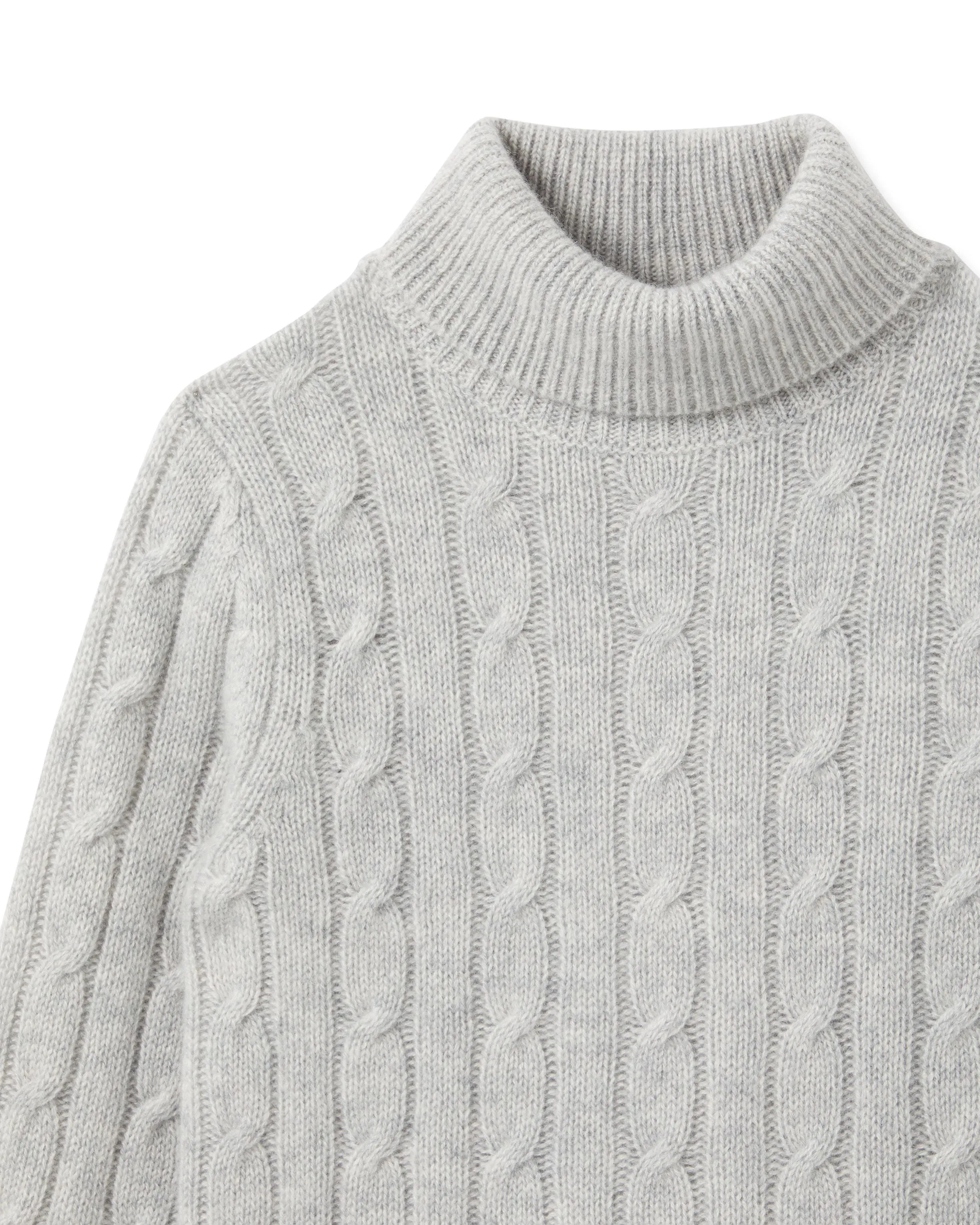 Boys Cable Roll Neck Cashmere Jumper Fumo Grey