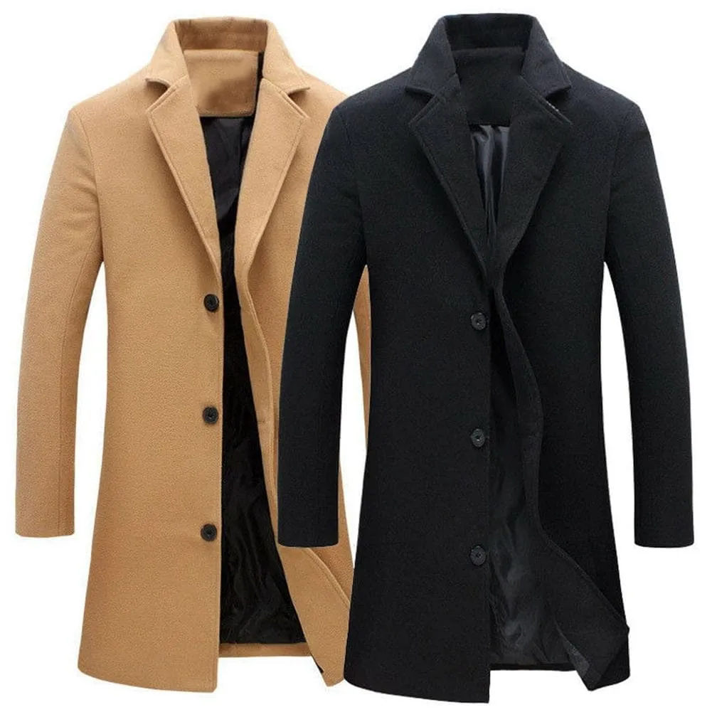 BRADFORD Design Collection Men's Fashion Navy Blue Coat Jacket Premium Quality Long Navy Blue Wool Coat Jacket