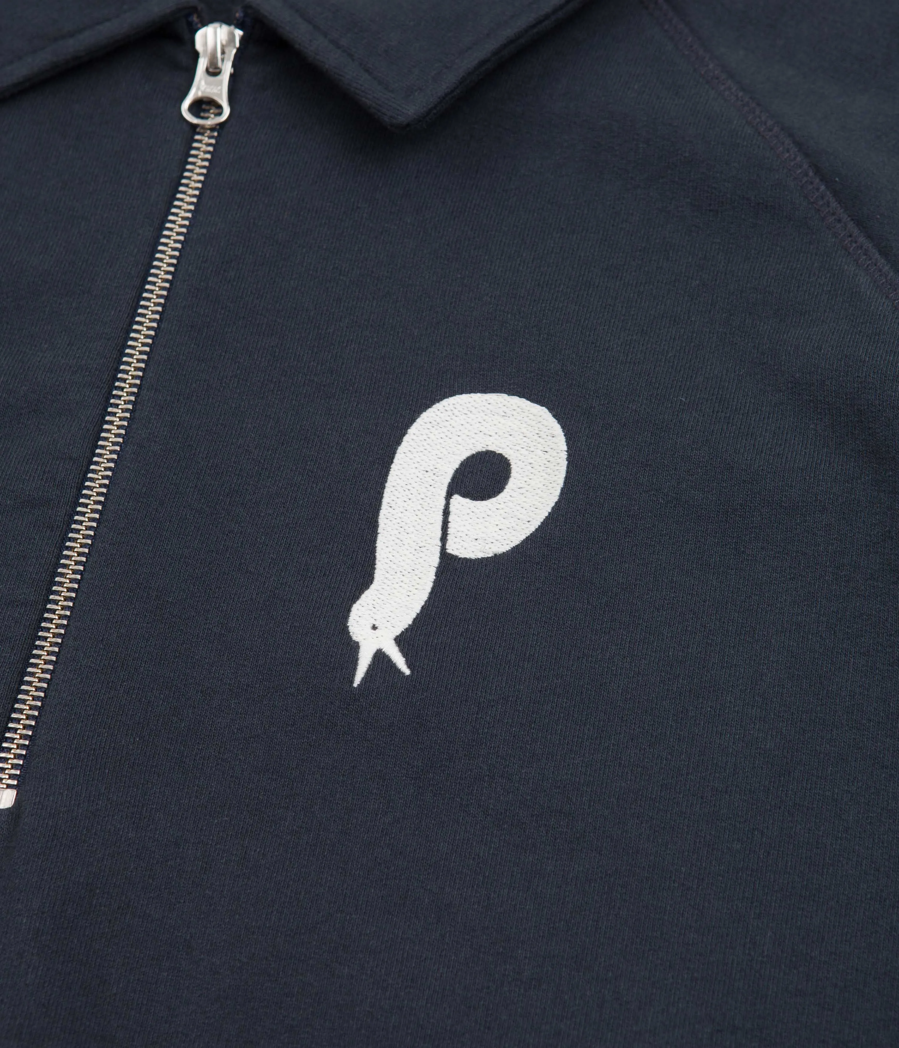 by Parra Birdface Font P 1/2 Zip Polo Sweatshirt - Navy Blue