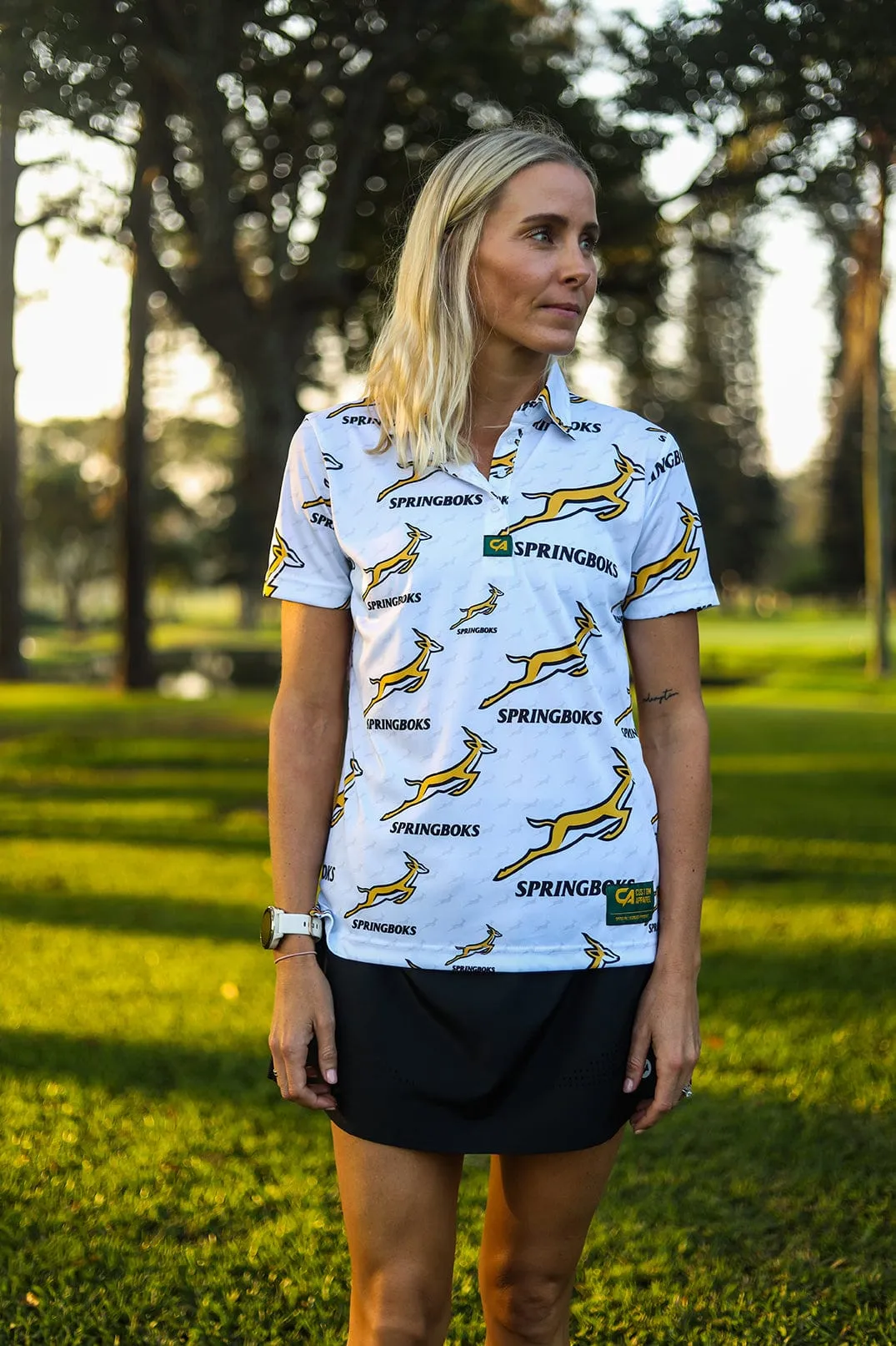 CA Ladies Springbok Golf Shirt | White Bokke