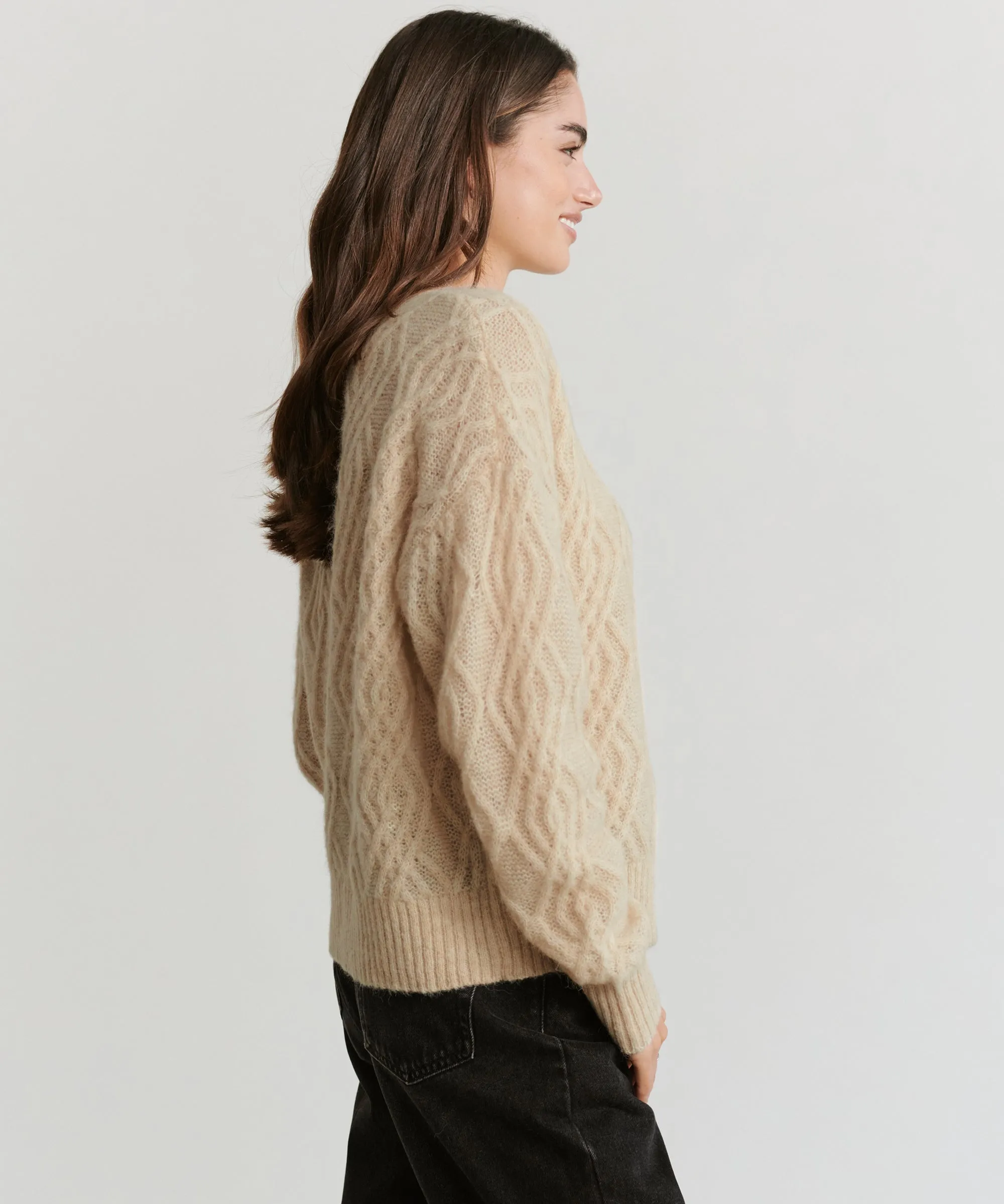 Cable Crewneck Cardigan