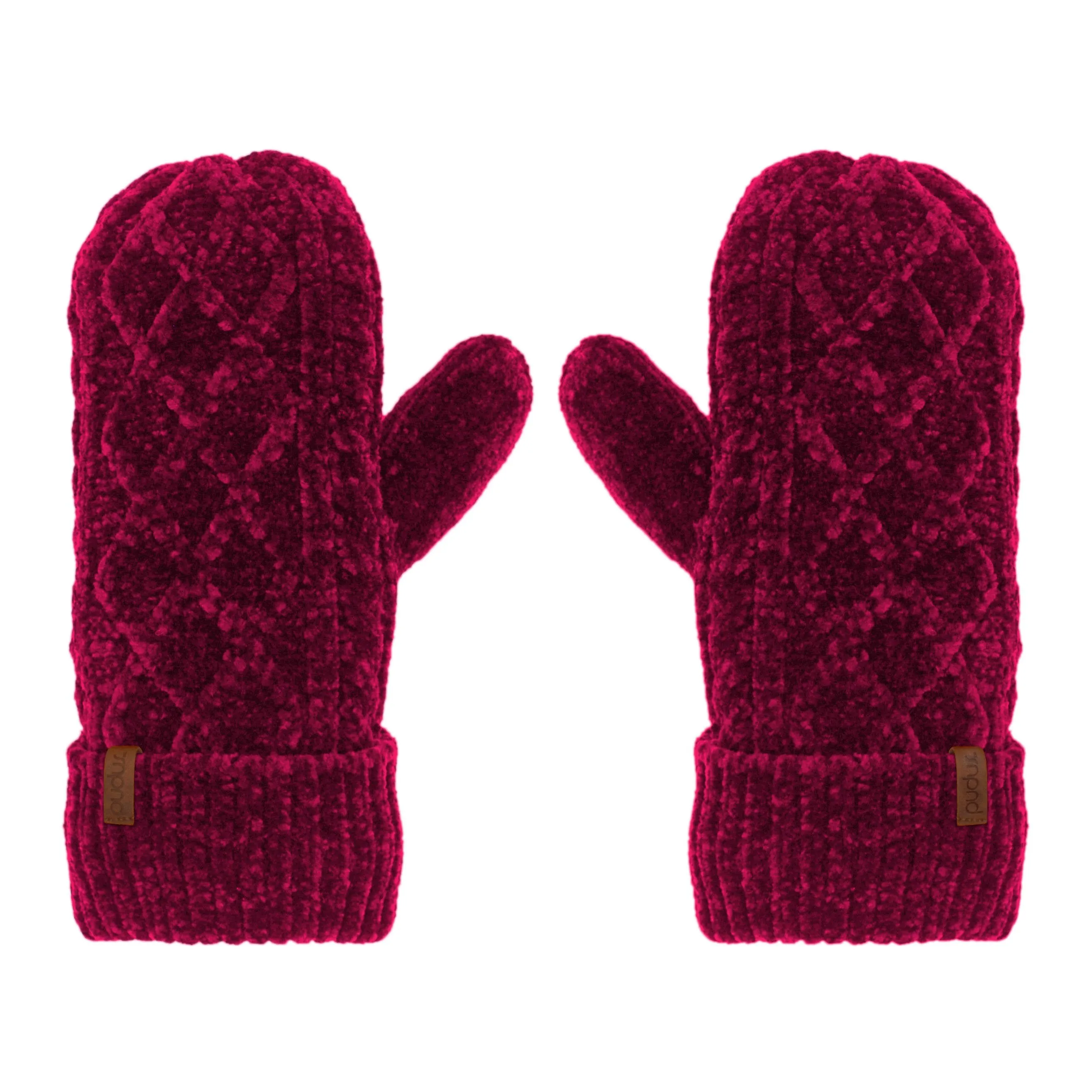 Cable Knit Raspberry Chenille - Mittens Adult