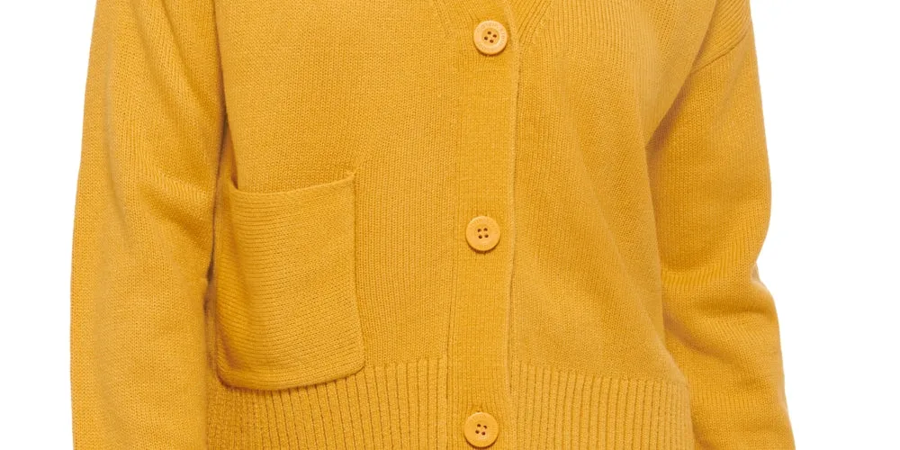 Calvin Klein Women's Cutout V Neck Cardigan Yellow Size Medium