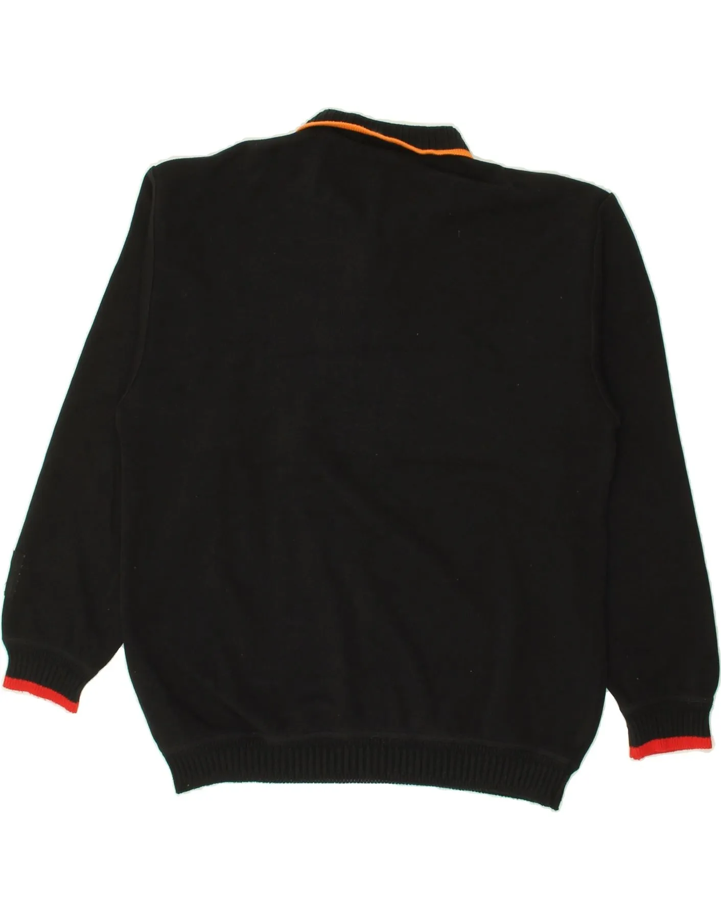 CARLO COLUCCI Mens Polo Neck Jumper Sweater Large Black Cotton