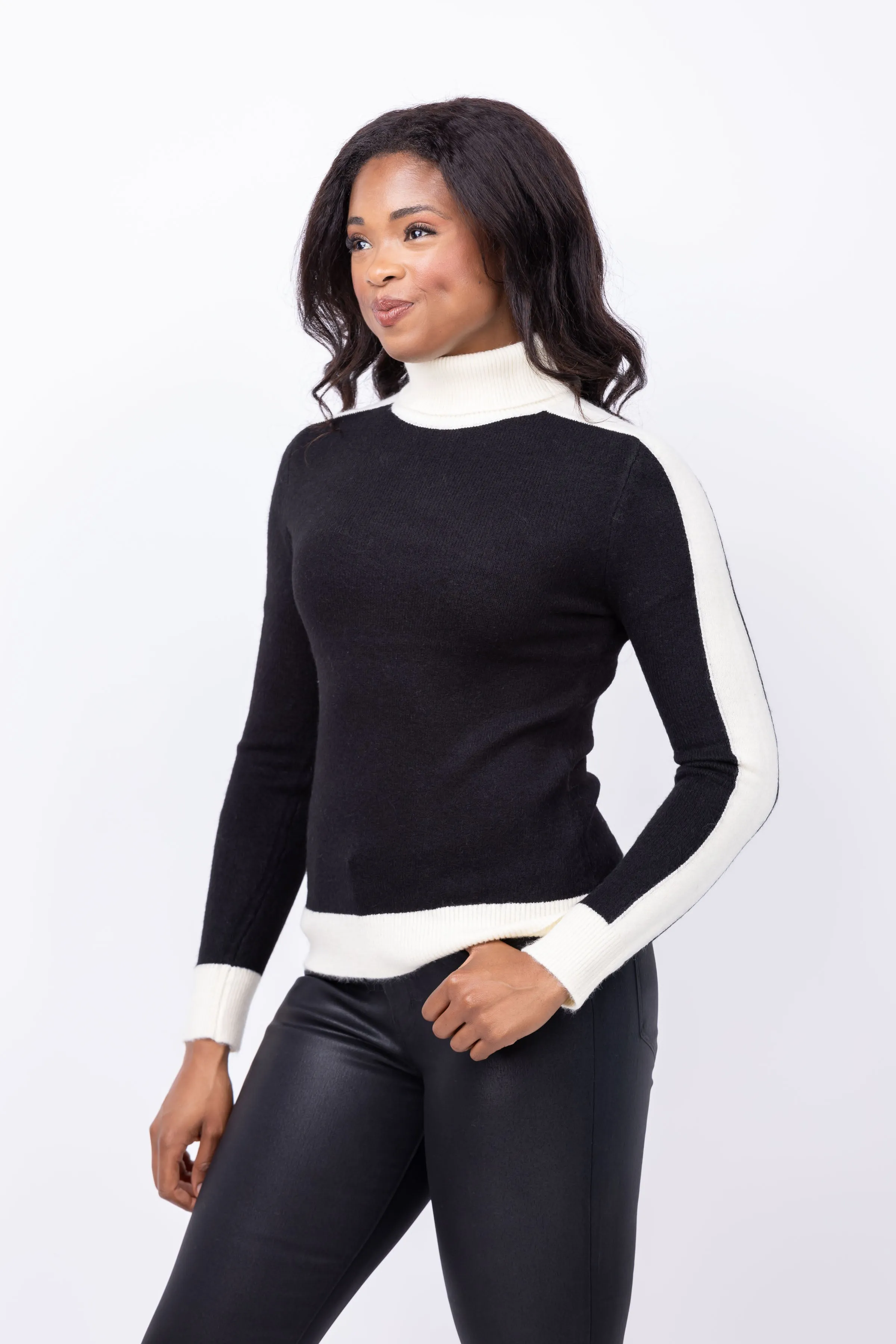 Central Park West Jett Turtleneck with Stripes