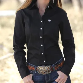 Cinch Women's Performance Solid Black Western Button Down Shirt