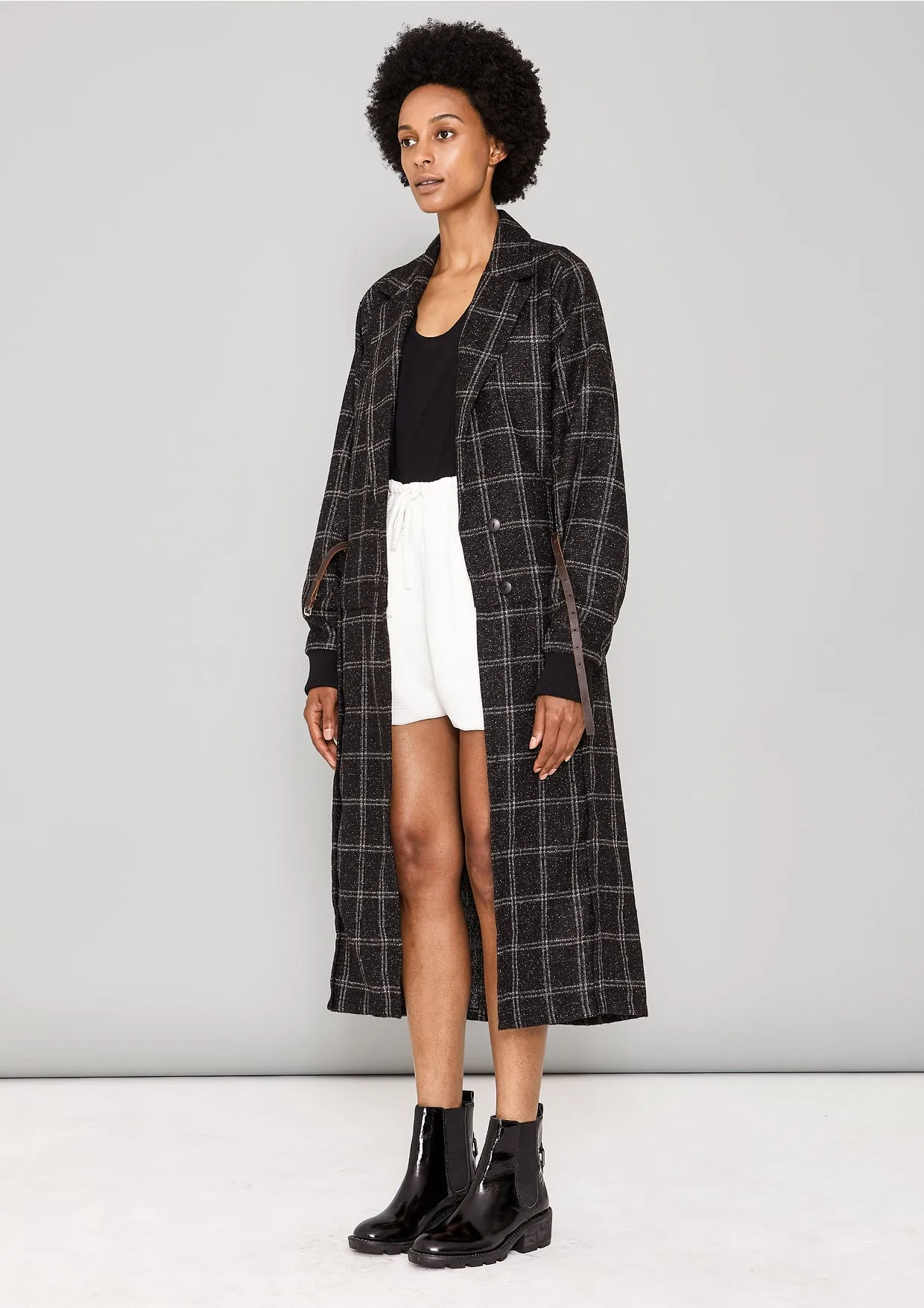 COAT LONG - TWEED black/white