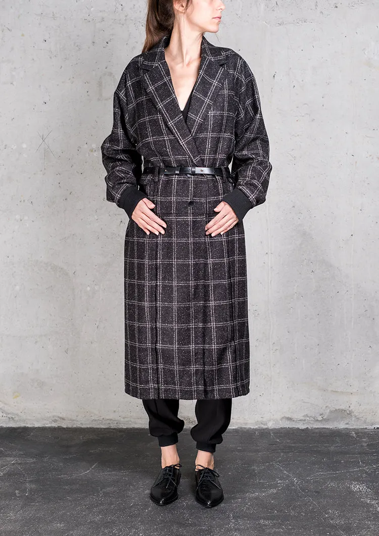 COAT LONG - TWEED black/white