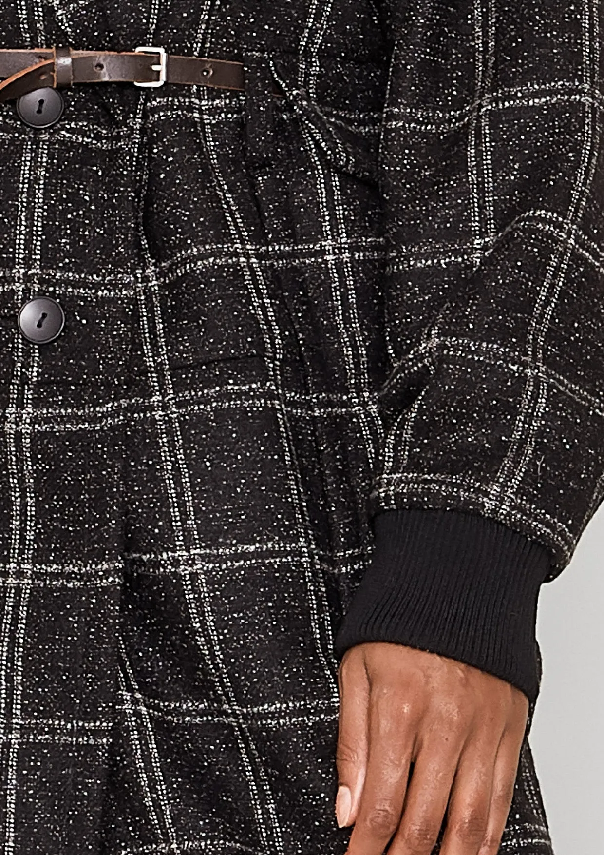 COAT LONG - TWEED black/white