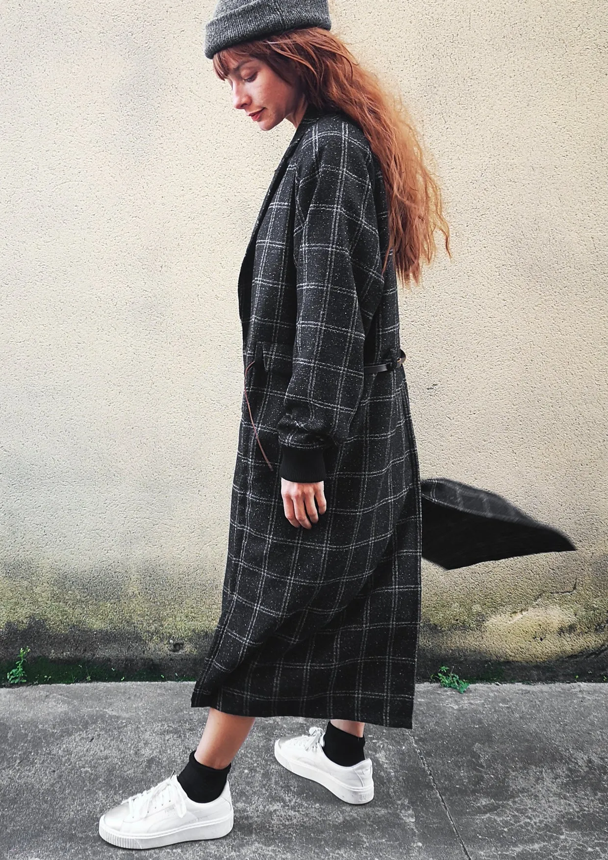 COAT LONG - TWEED black/white