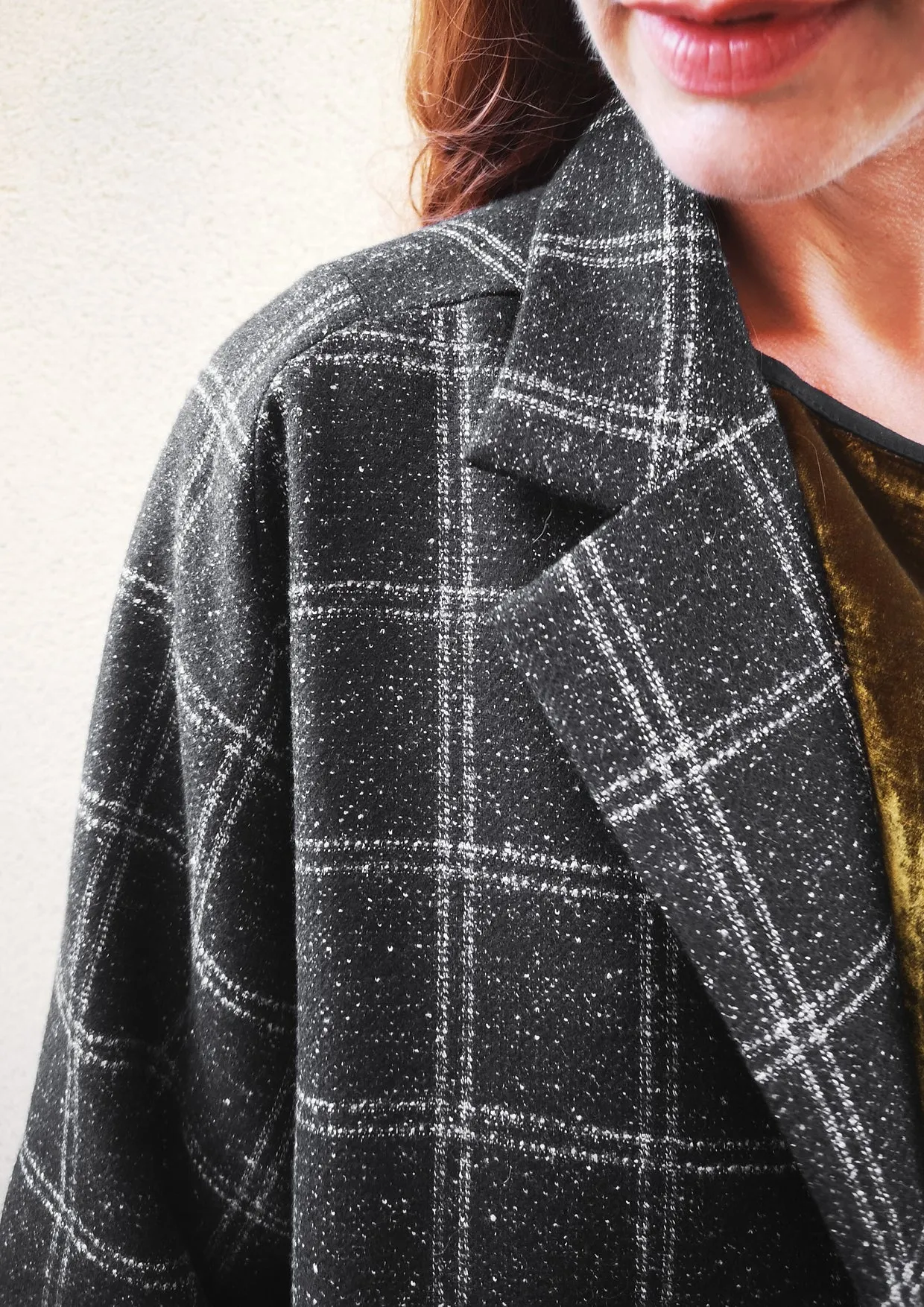 COAT LONG - TWEED black/white