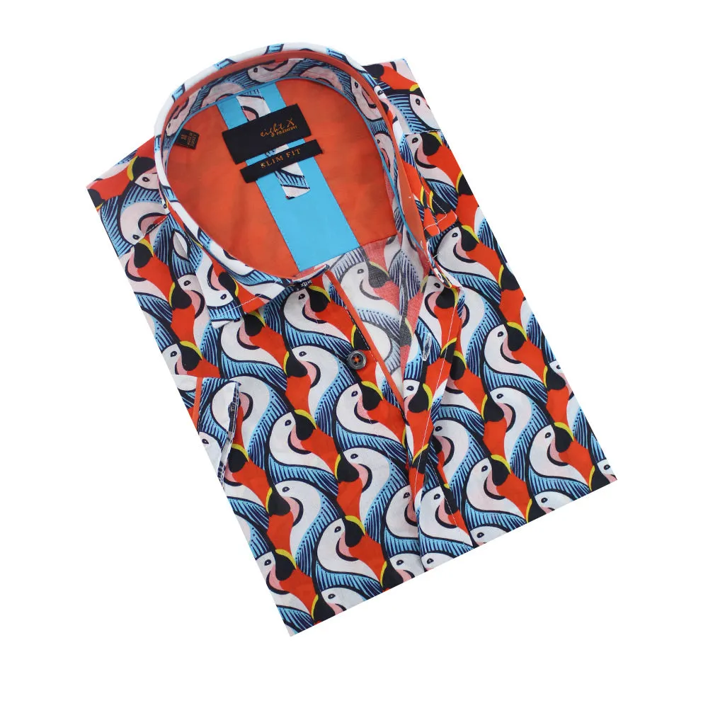 Colorful Parrot PopArt Short Sleeve Shirt