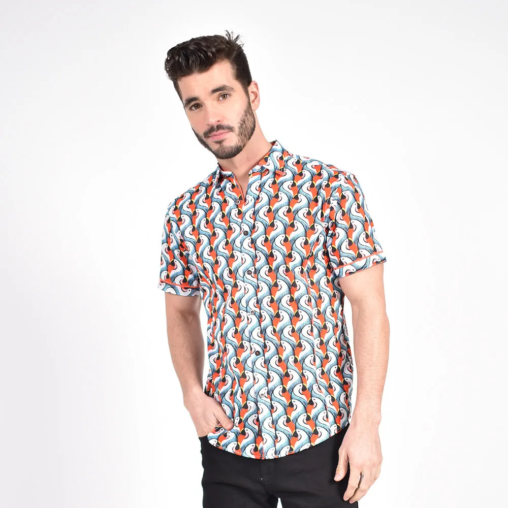 Colorful Parrot PopArt Short Sleeve Shirt