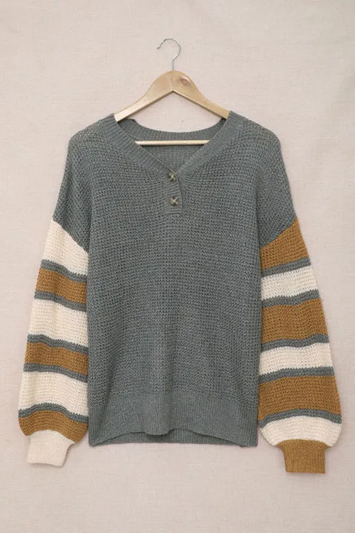 Cozy Love Striped Button Up Knit Sweater - 3 Colors