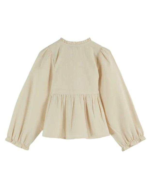 Cream Smocked Blouse