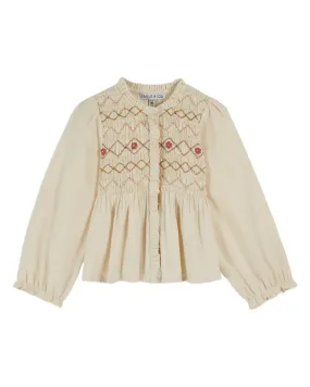 Cream Smocked Blouse