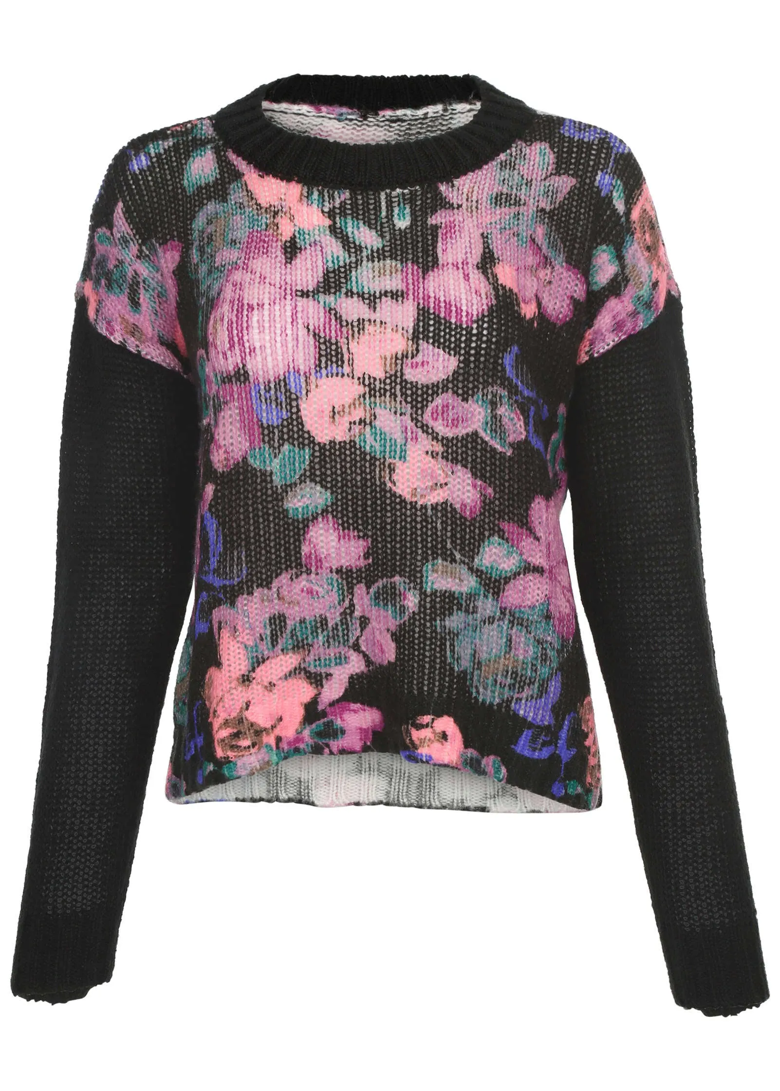 Crewneck Printed Sweater - Electric Bouquet