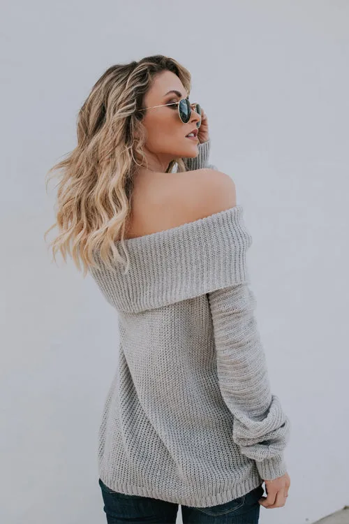 Cuddle Up Love Off Shoulder Knit Sweater - 2 Colors